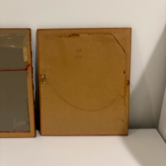 Vintage Mexican feather art bird paintings carved wood frames SET OF TWO 12X10 - Picture 10 of 14